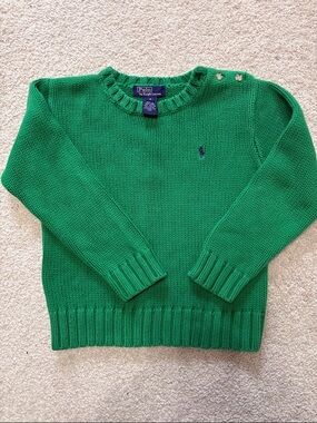 Polo by Ralph Lauren Emerald Green Knit Sweater with Shoulder Buttons